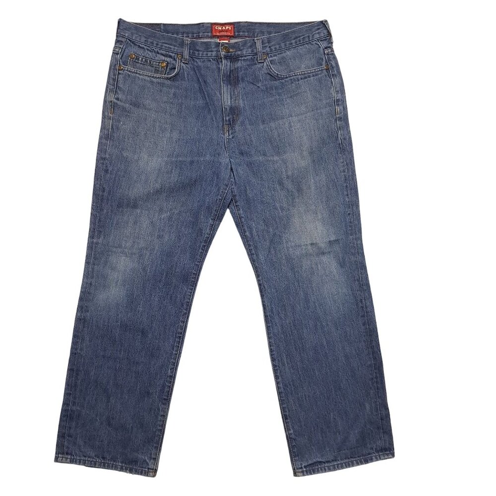 Chaps Mens Straight Fit Jeans Denim 38x30 Fits 39x27.5 Casual Blue Modern
